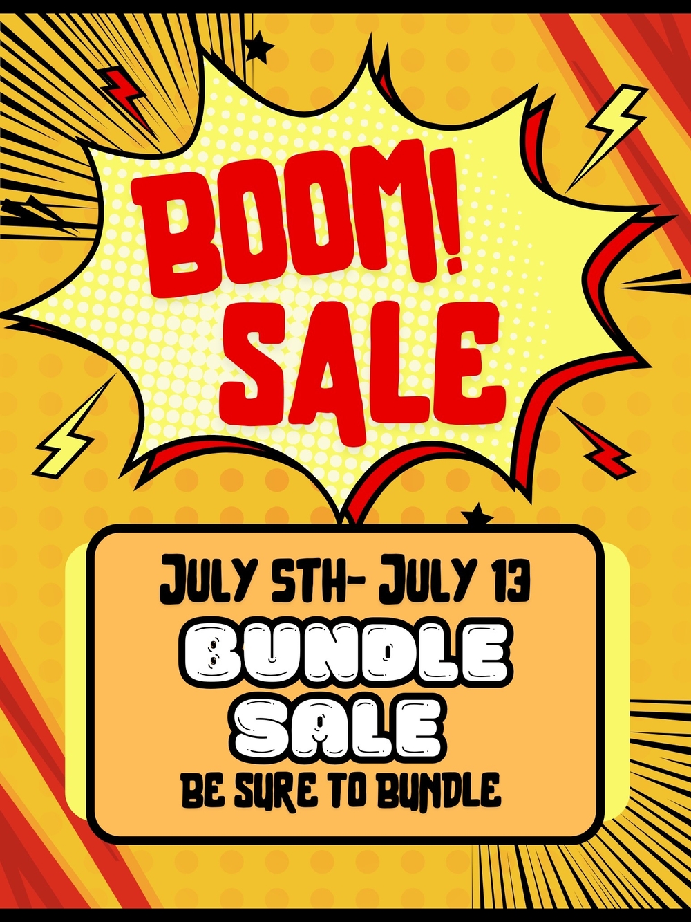 Be Seen Sales Red and Yellow Comic-Style Boom Sale Graphic